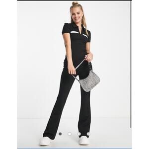 Edikted Collar Detail Fitted Jumpsuit Size Small Zip Structured Stretch